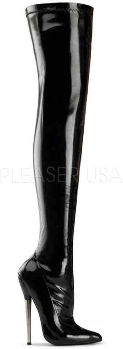 EU 38 = US 8 | DAGGER-3000 | 6 1/4 Solid Brass Heel Plain Stretch Thigh BT